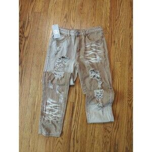 NWT Yasuyuan distressed tan jeans PD151 32x30